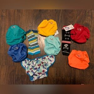 6 Rumparooz OS Diaper Cover w/Snaps; 2 Babylegs; 1 Thirsties L Cover w/Snaps